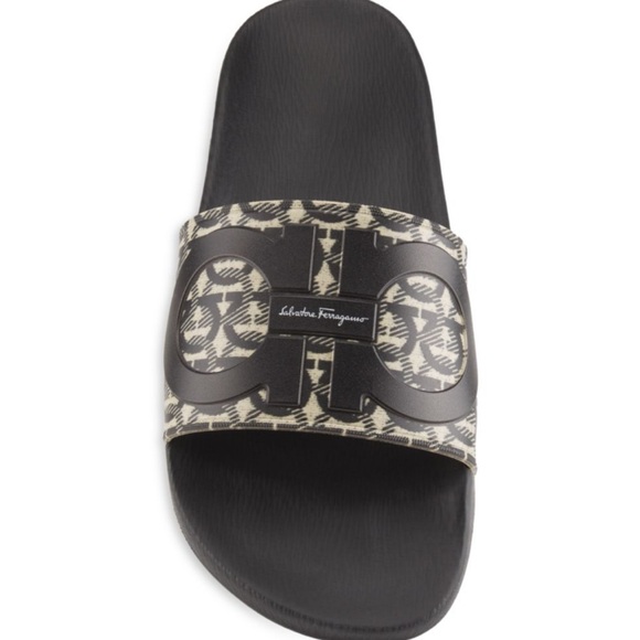 Salvatore Ferragamo Shoes - Salvatore Ferragamo Black and Beige Slide Sandals
